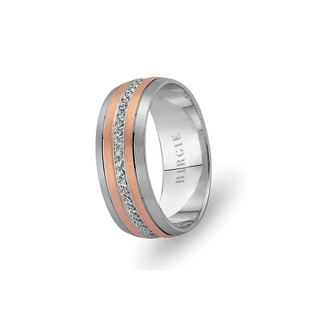 Alliance Nurbanu en or blanc et rose avec diamants