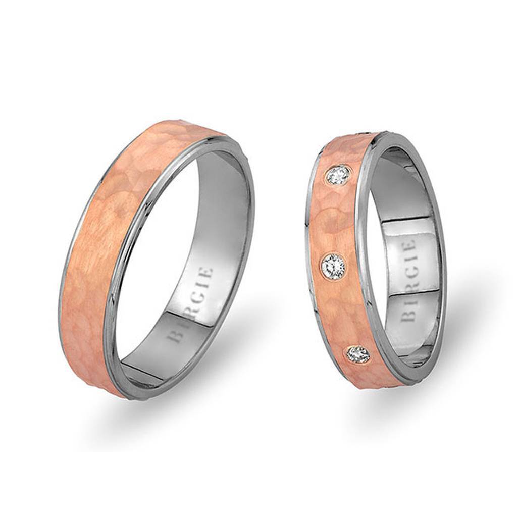 Alliance Nymphea en or blanc et rose avec diamants