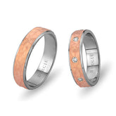 Alliance Nymphea en or blanc et rose avec diamants