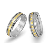 Alliance Fulane en or blanc et jaune avec diamants
