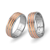 Alliance Haseki en or blanc et rose avec diamants