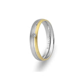 Alliance basilic en or blanc et jaune avec diamant unique