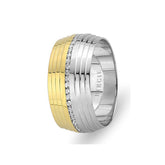 Alliance dauphin en or blanc et jaune avec diamants