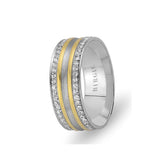 Alliance Seyyad en or blanc et jaune avec diamants Twin Line