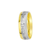 Alliance marquise en or blanc et jaune avec diamants