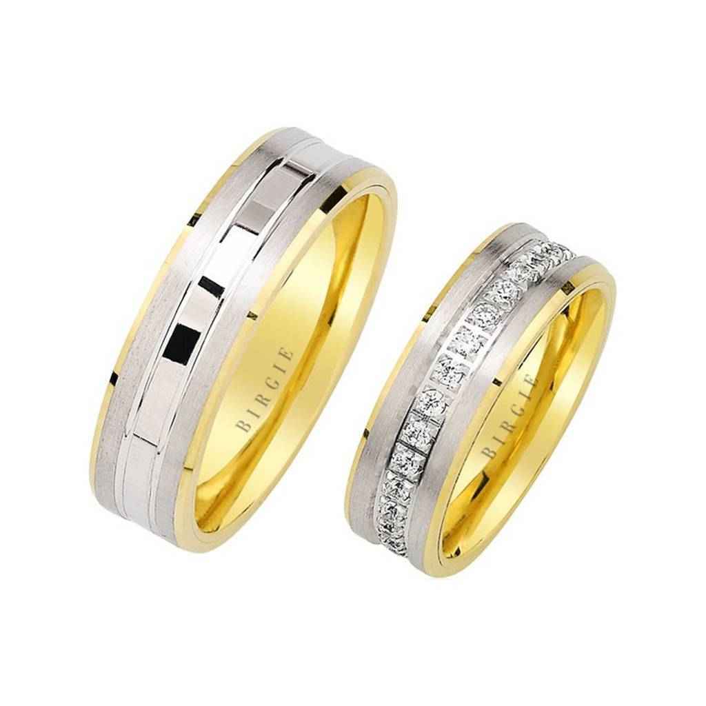 Alliance Lebon en or blanc et jaune avec diamants