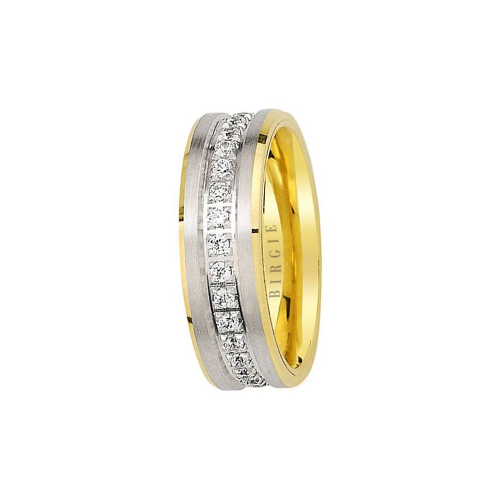 Alliance Lebon en or blanc et jaune avec diamants