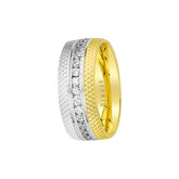 White and Yellow Gold Fresco Wedding Band w/ Diamonds