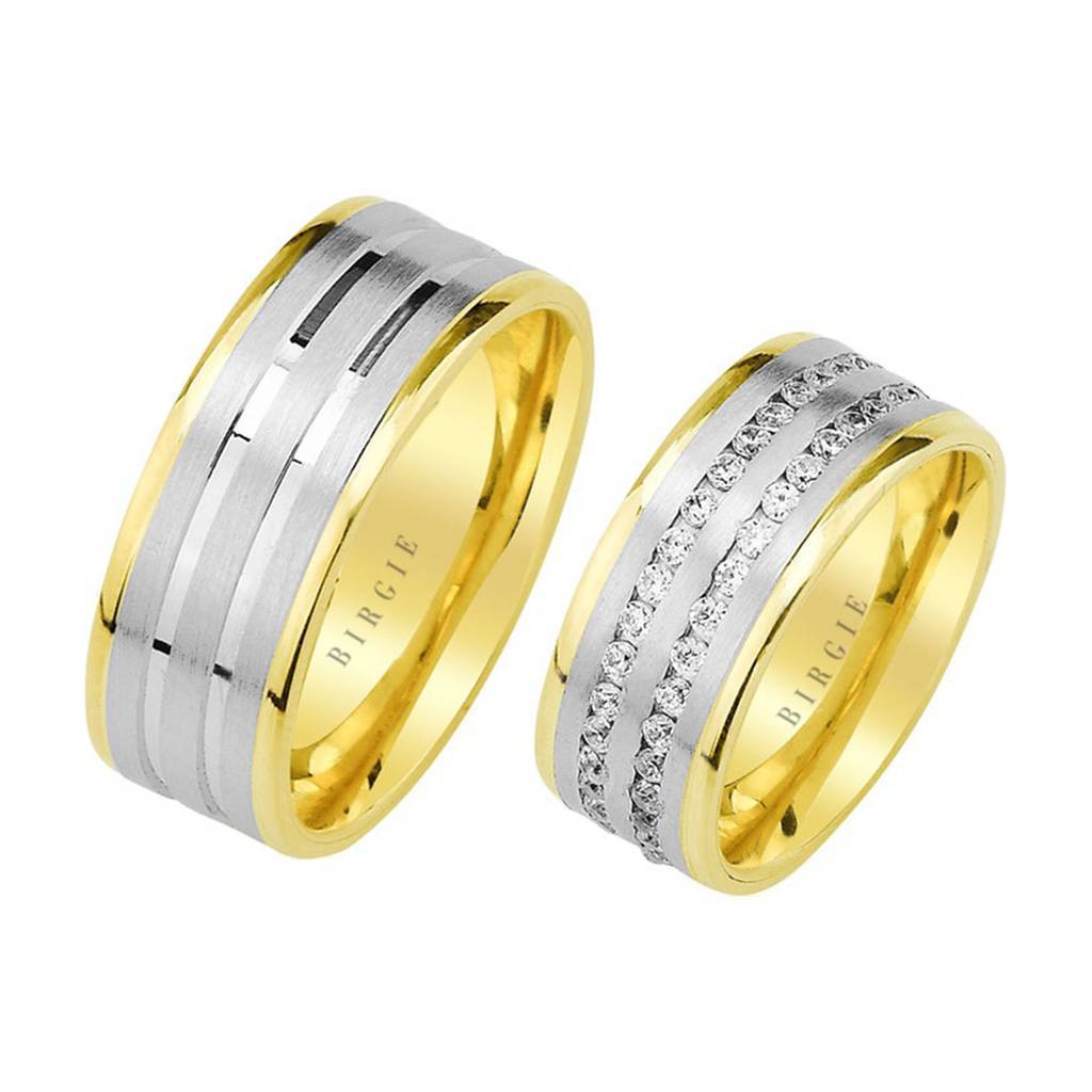 Alliance Harput en or blanc et jaune avec diamants Twin Line