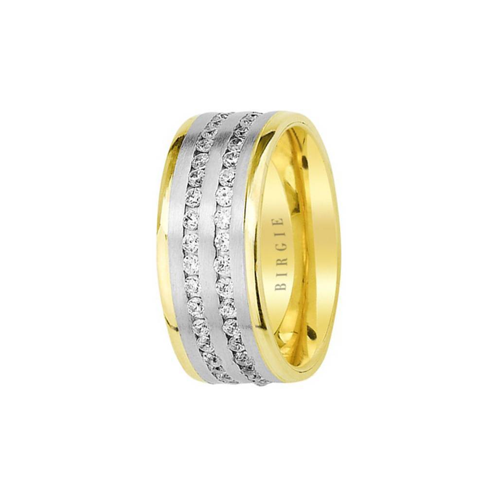 Alliance Harput en or blanc et jaune avec diamants Twin Line