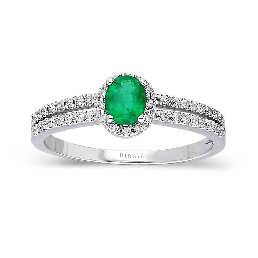 Diamond and Oval Emerald Ring