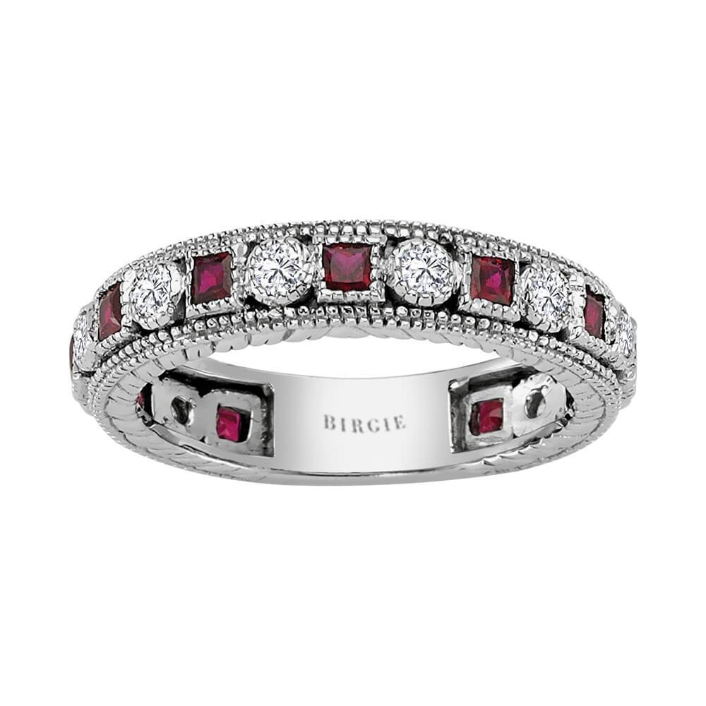 Bague d'éternité diamant et rubis