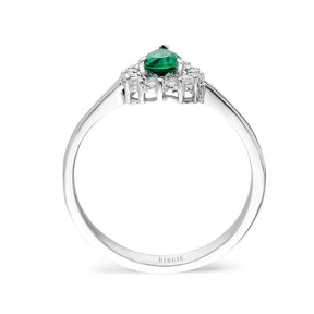 Drop Cut Emerald and Diamond Ring
